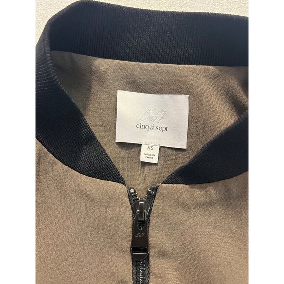 Cinq A Sept Leia Satin-Ruffle Bomber Jacket, Olive size XS - Picture 7 of 7
